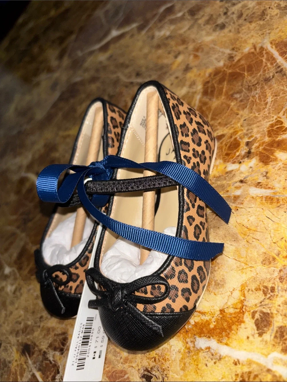 Janie and Jack Leopard Ballet Flats with Black Trim